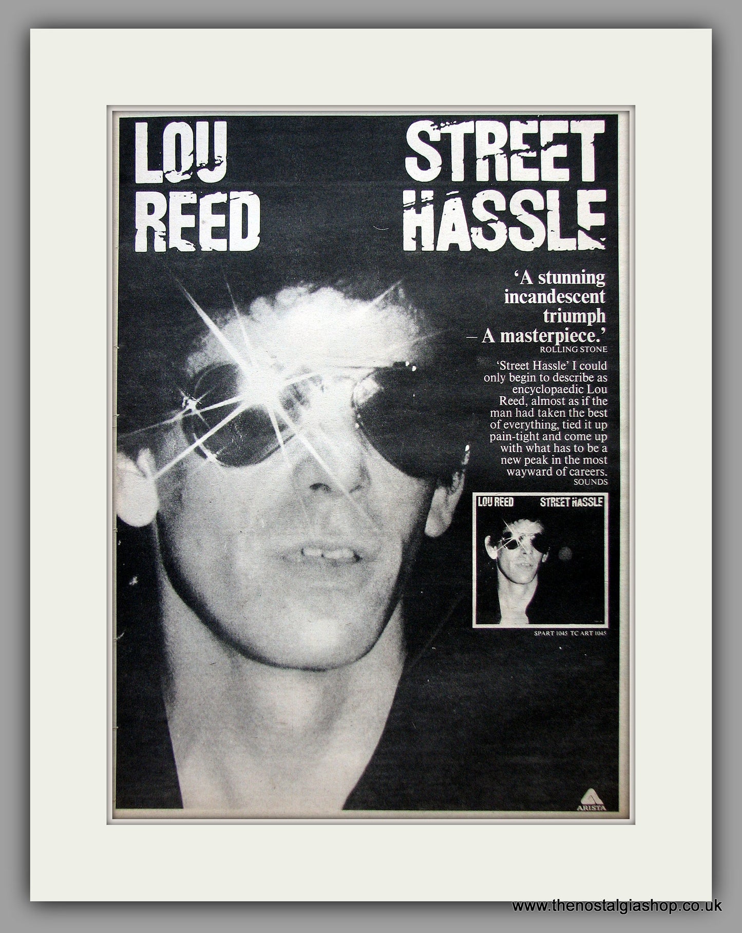 Lou Reed. Street Hassle. Original Vintage Advert 1978 (ref AD10774)