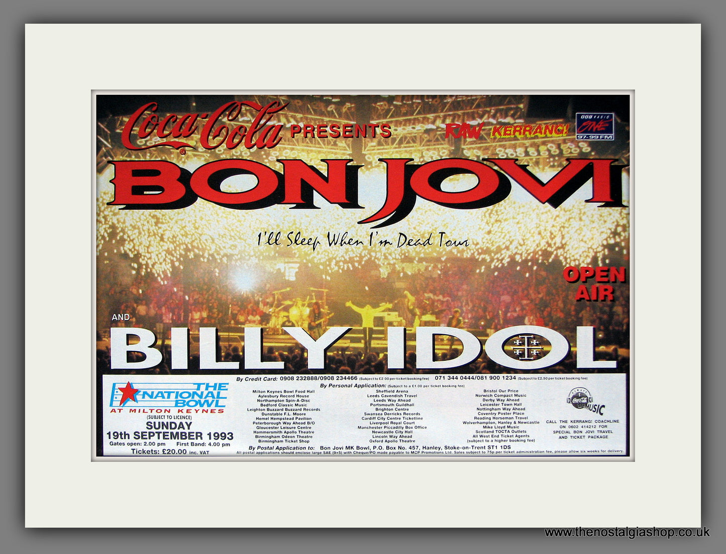Bon Jovi and Billy Idol. Milton Keynes. 1993 Original Advert (ref AD55412)