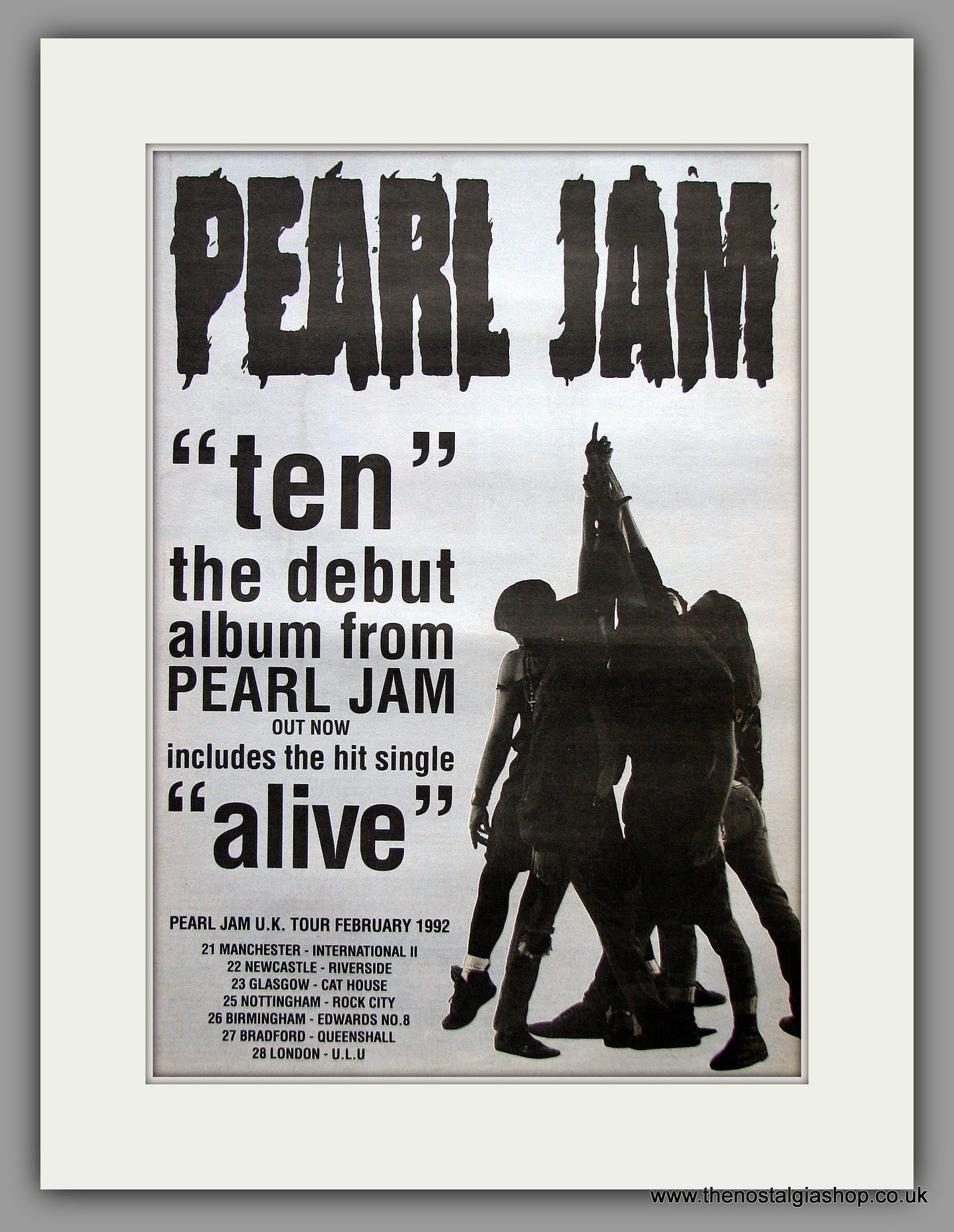 Pearl Jam. Debut Album, Ten. Original Vintage Advert 1992 (ref AD10776)