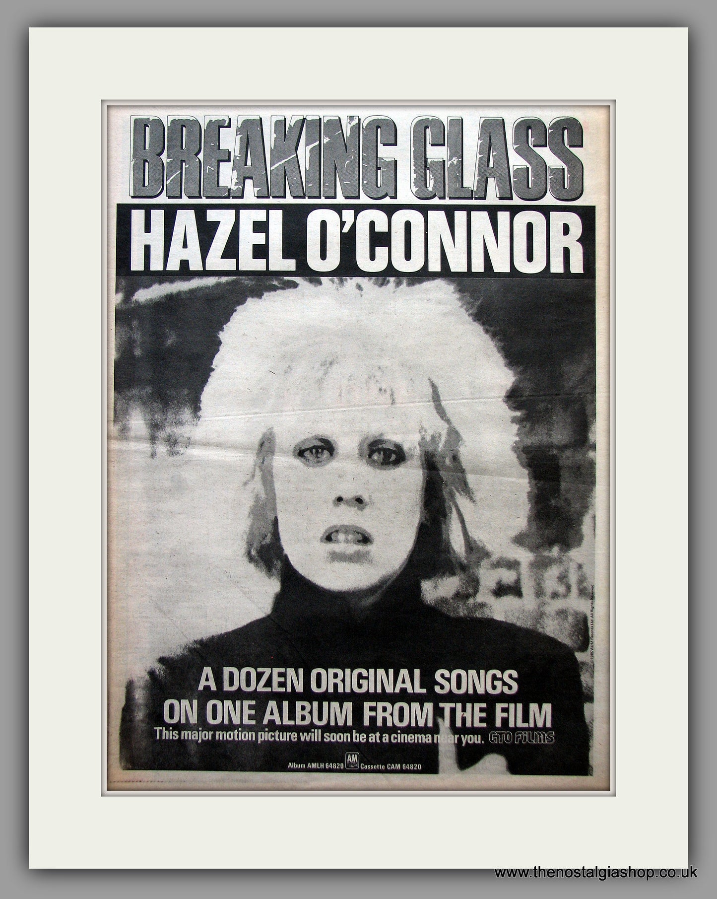 Hazel O'Connor. Breaking Glass. Original Vintage Advert 1980 (ref AD10778)