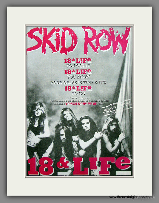 Skid Row "18 & Life" Original Advert 1989 (ref AD50649)