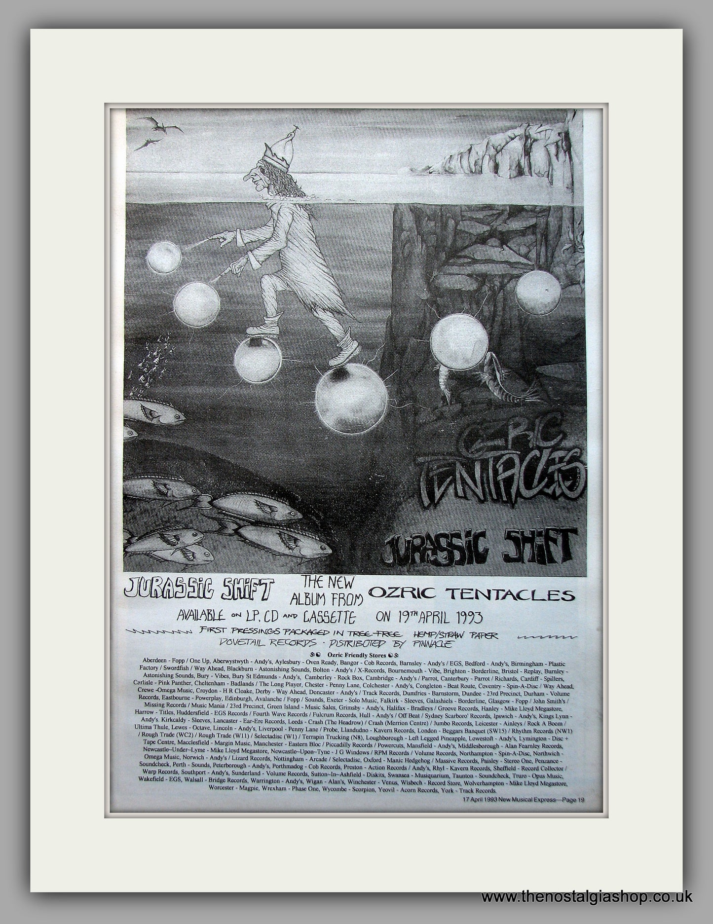 Ozric Tentacles - Jurassic Shift. Original Vintage Advert 1993 (ref AD10939)