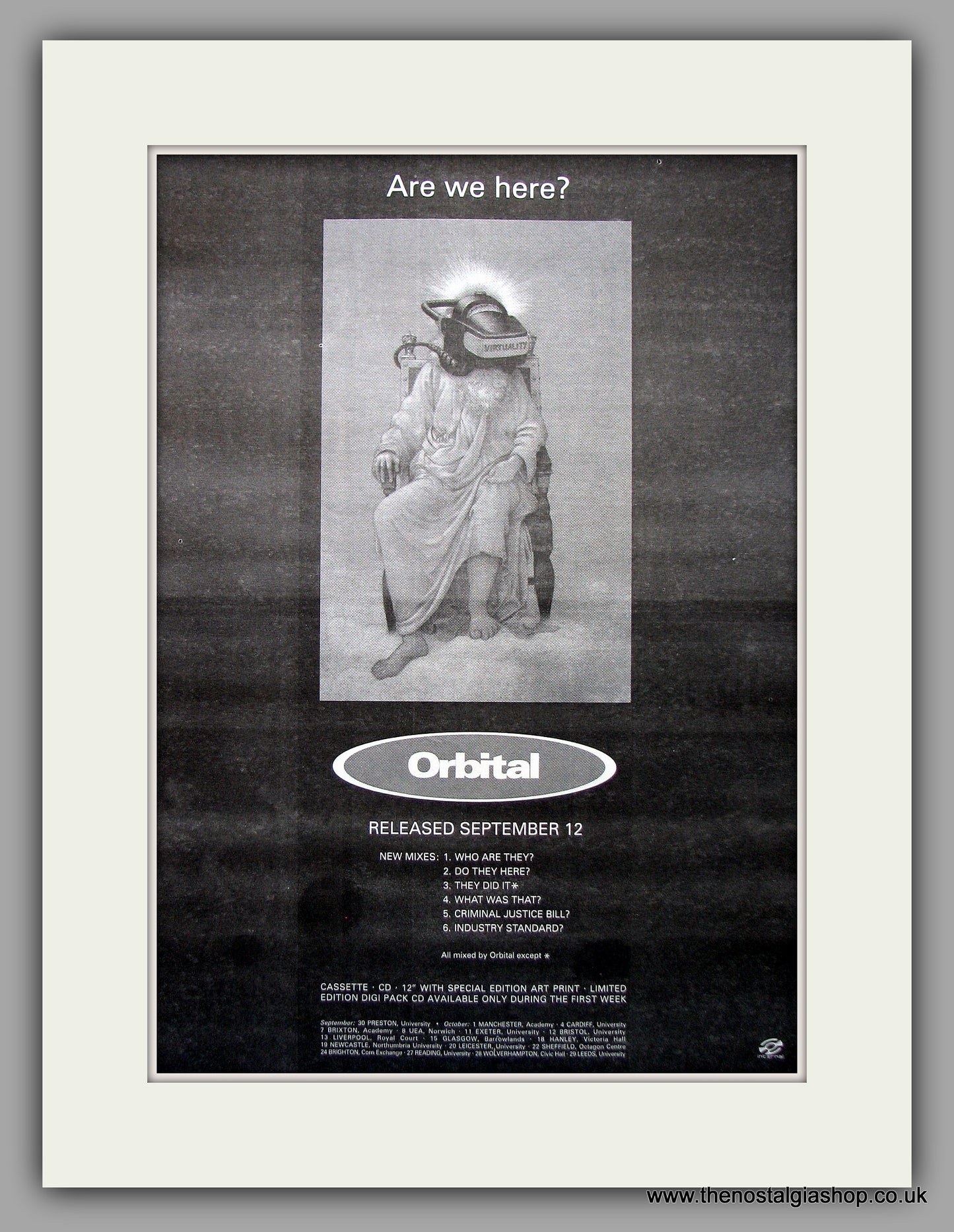 Orbital -  Are We Here?. Original Vintage Advert 1994 (ref AD10946)