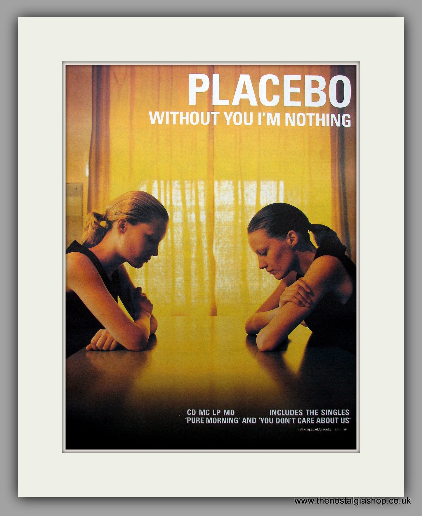 Placebo - Without You I'm Nothing. Original Vintage Advert 1998 (ref AD10956)