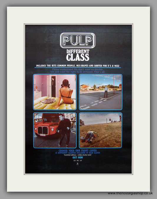 Pulp - Different Class. Original Vintage Advert 1995 (ref AD10965)