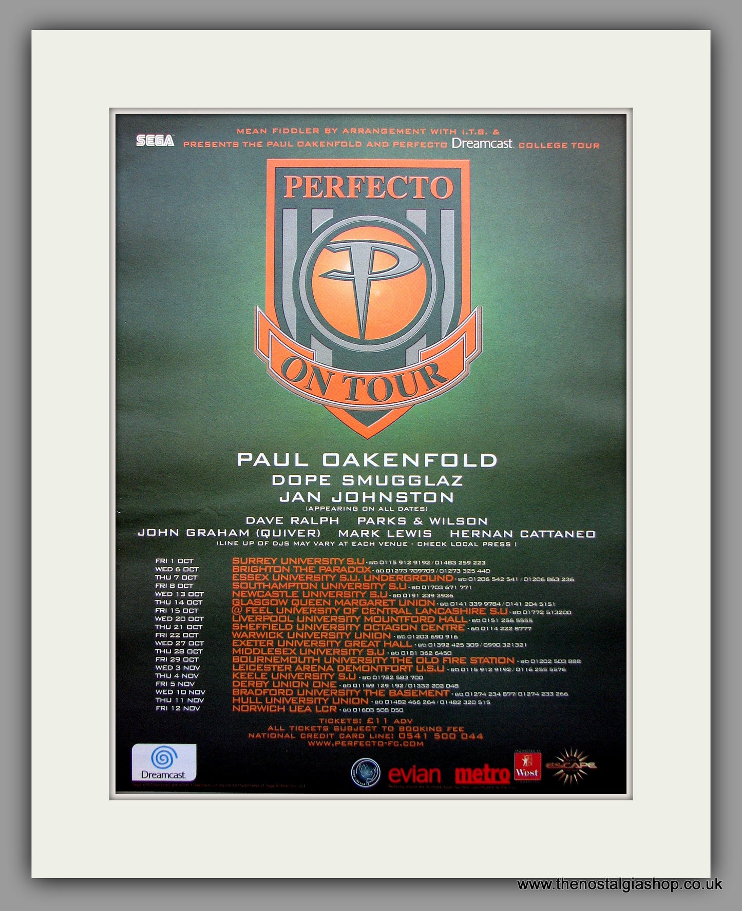 Perfecto On Tour - Tour Dates. Original Vintage Advert 1999 (ref AD10982)