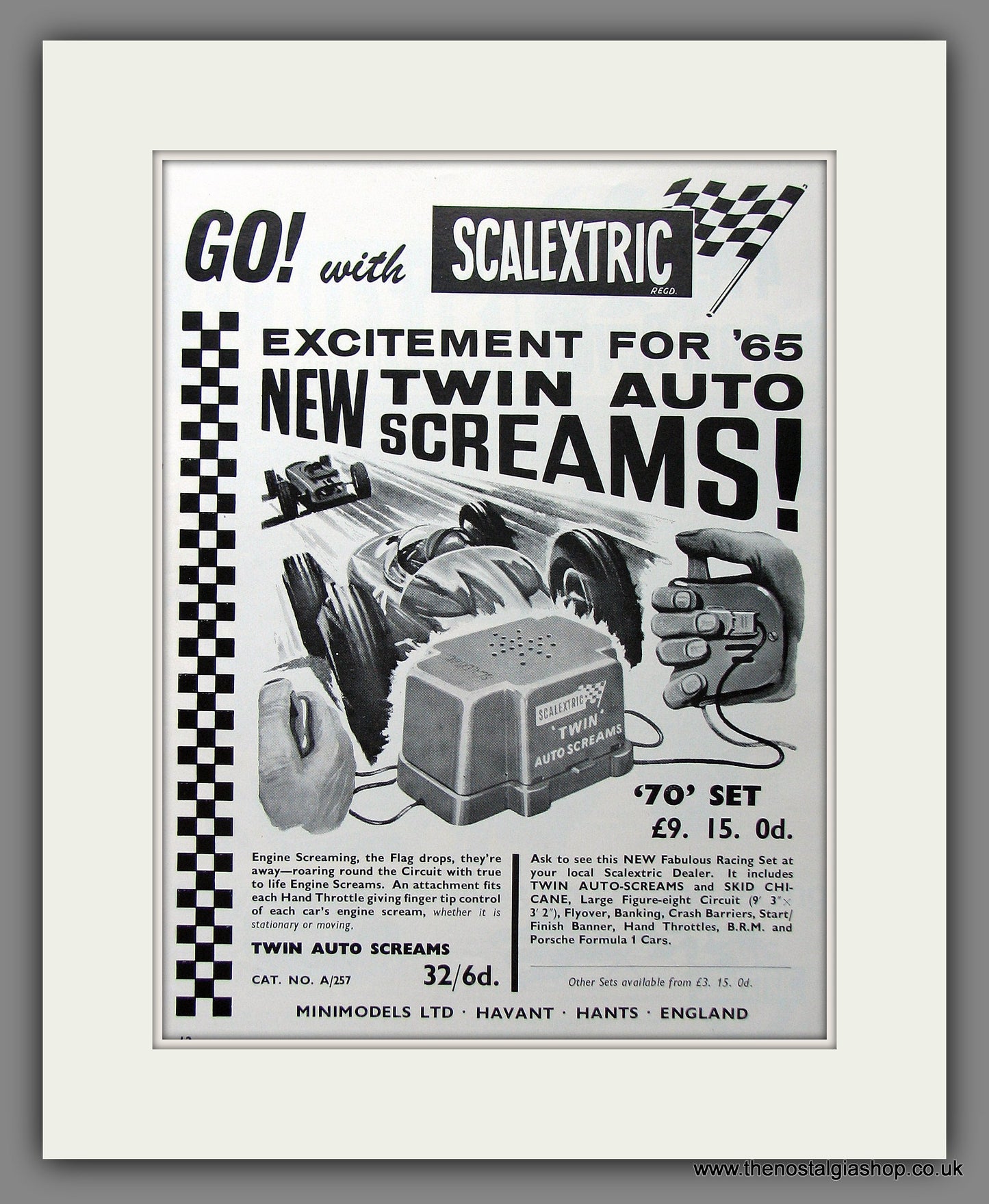 Scalextric Model Motor Racing. Original Advert 1965 (ref AD55357)
