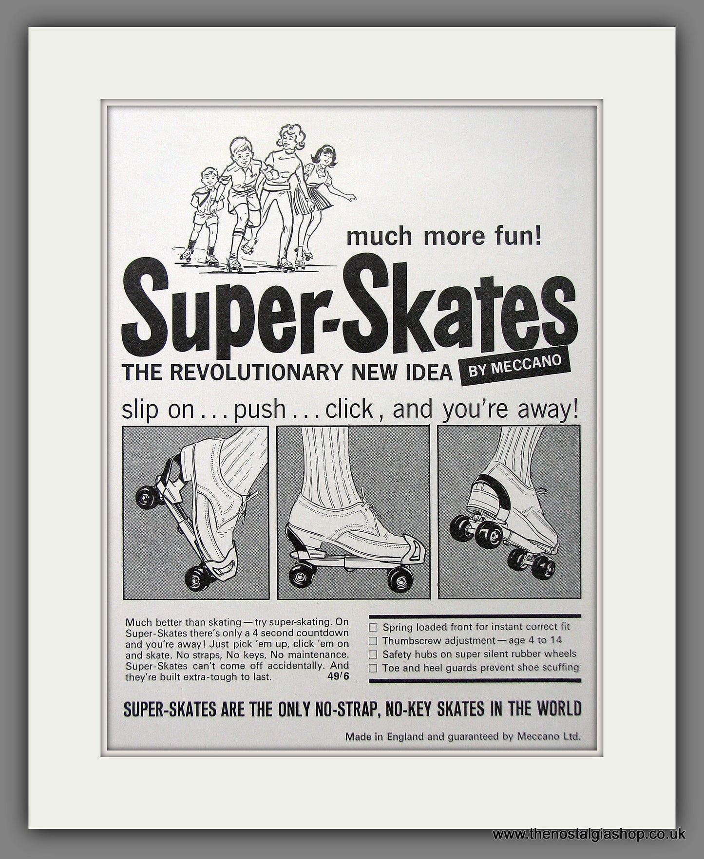 Super-Skates. Roller skates. 1964 Original Colour Advert (ref AD55377)