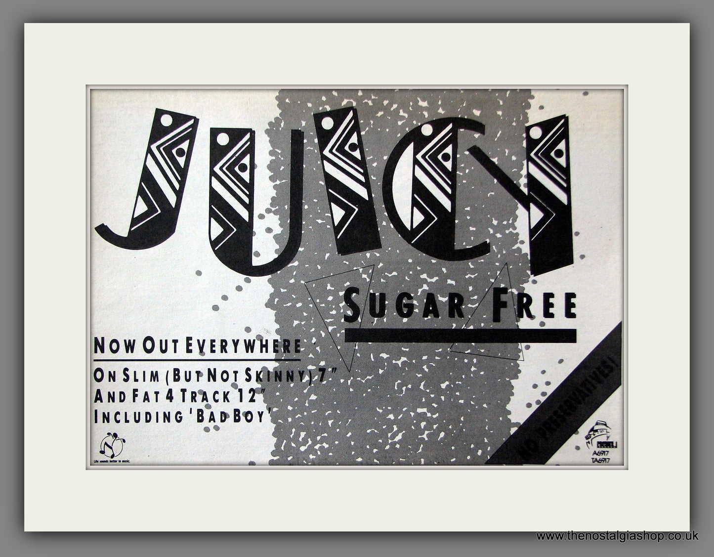 Juicy. Sugar Free. Original Music Advert 1986 (ref AD55484)