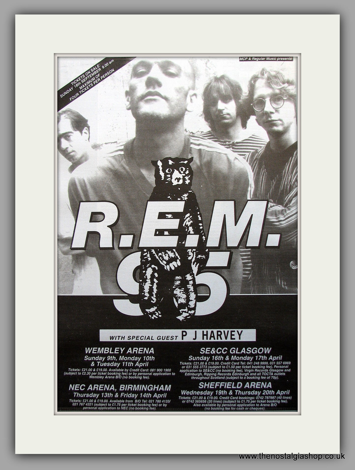 R.E.M -  Tour Dates P J Harvey. Original Vintage Advert 1994 (ref AD11019)