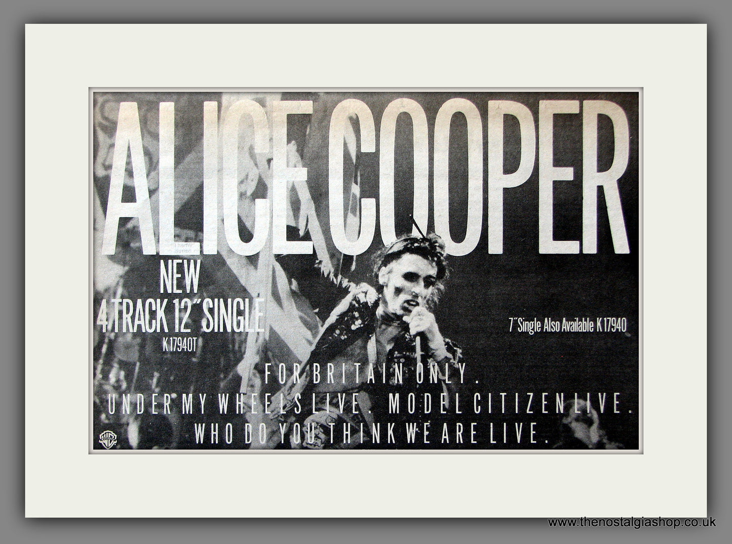 Alice Cooper. 4 Track Single. Original Music Advert 1982 (ref AD55493)