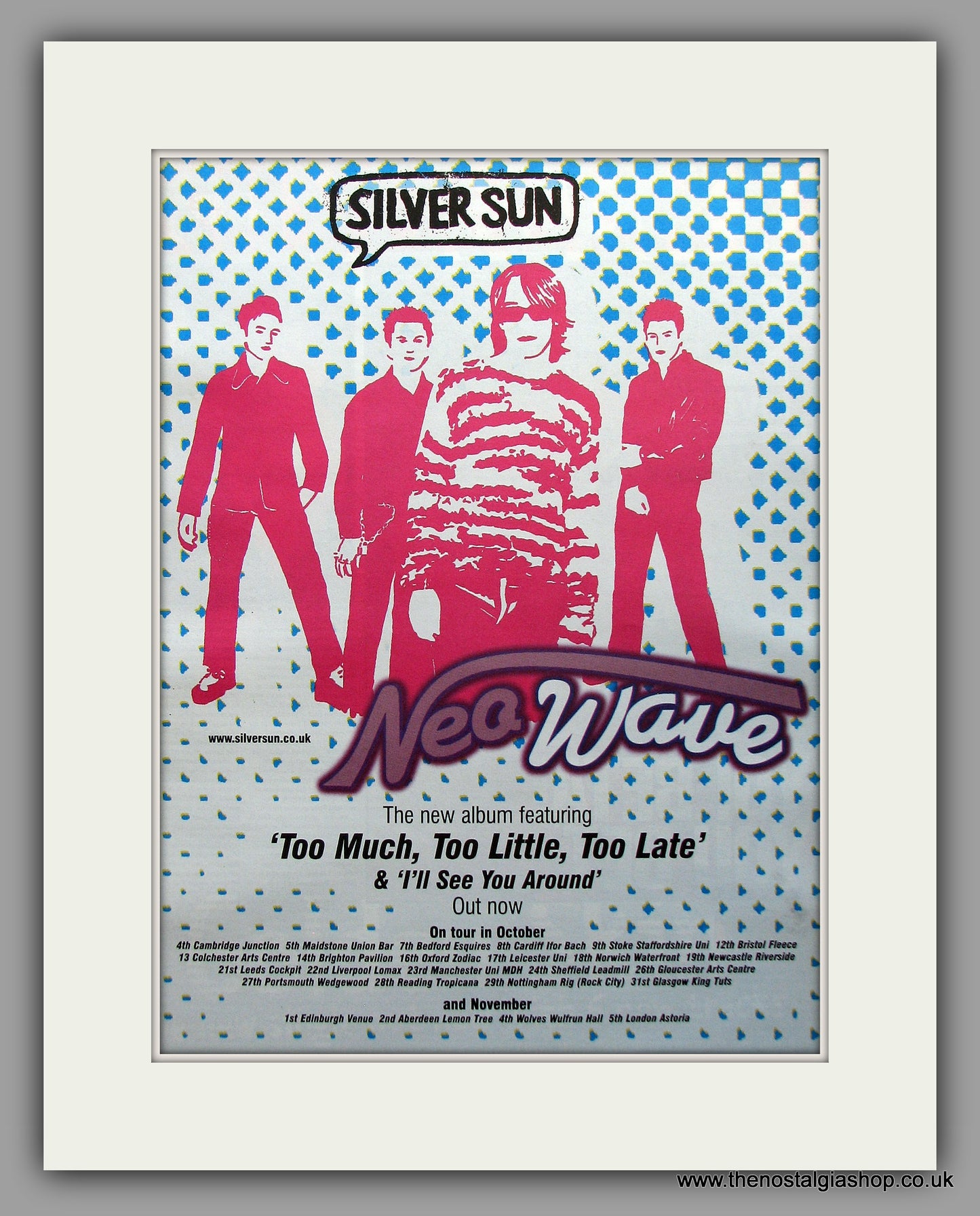 Silver Sun. Neo Wave, Plus Tour Dates. Original Vintage Advert 1998 (ref AD11050)