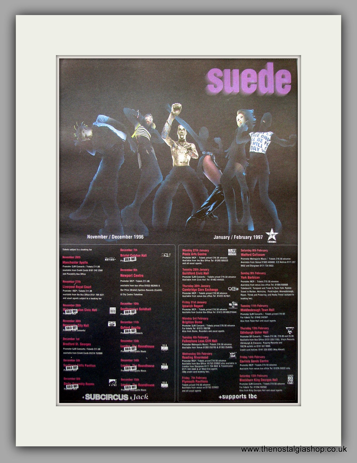 Suede Tour Dates. Original Vintage Advert 1996 (ref AD11061)