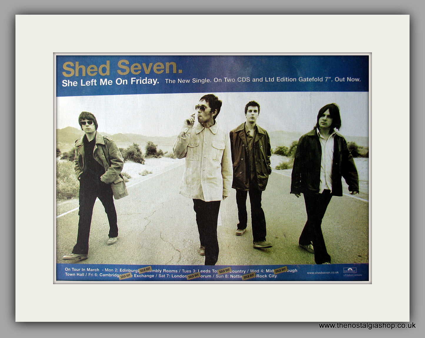 Shed Seven. She Left Me On Friday. Original Vintage Advert 1998 (ref AD11068)