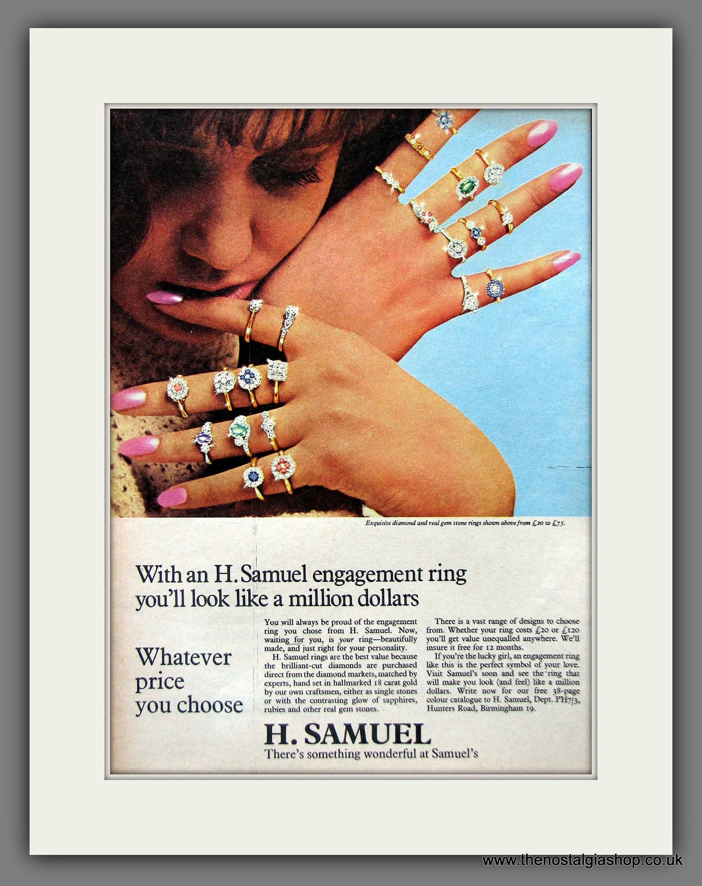 H. Samuel Engagement Rings Original Advert 1967 (ref AD55453)