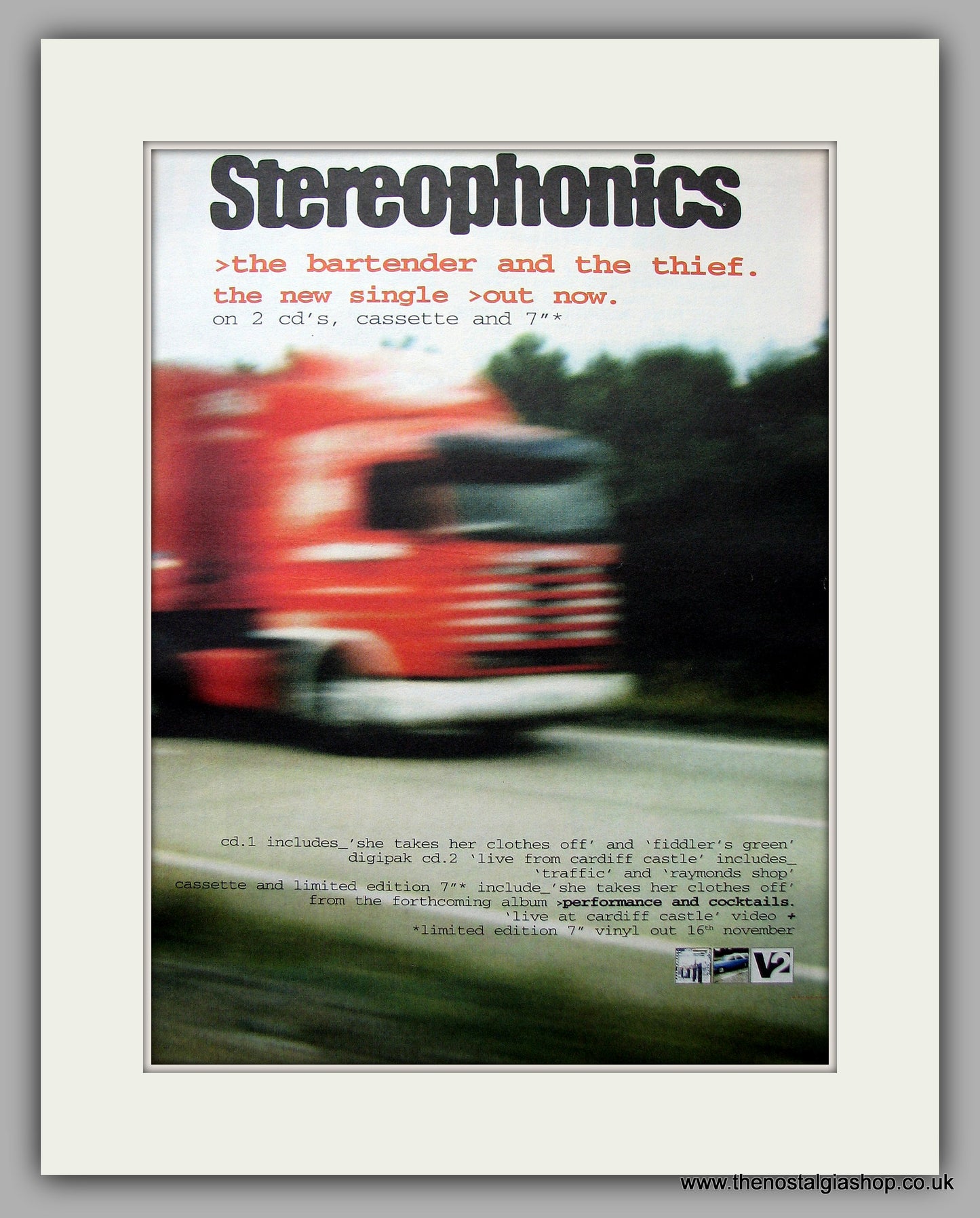 Stereophonics - The Bartender And The Thief. Original Vintage Advert 1998 (ref AD11091)