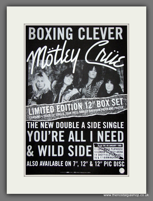 Motley Crue. Wild Side. UK Tour (Cancelled). Original Music Advert 1988 (ref AD55570)