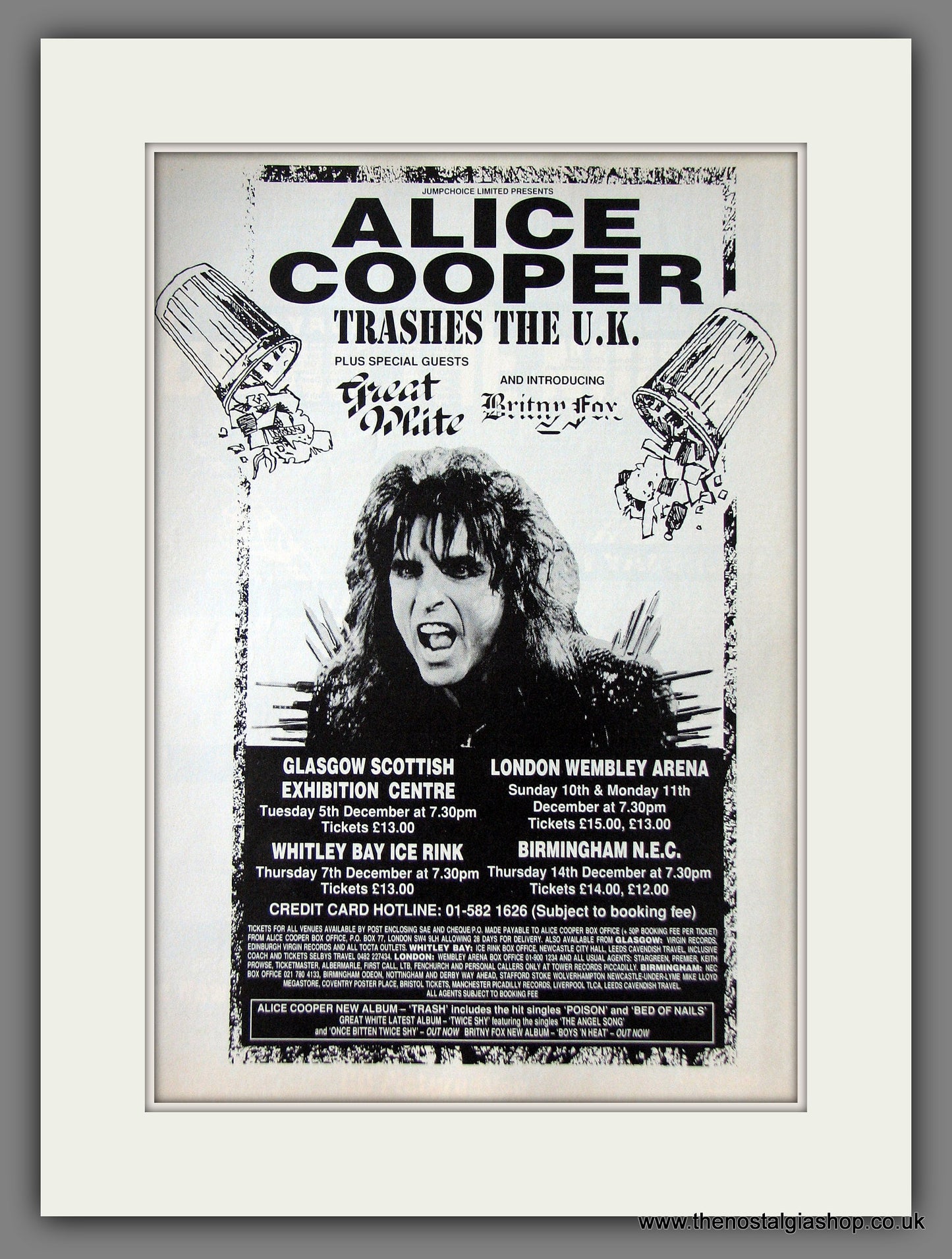 Alice Cooper. Trashes The UK.  1989 Original Advert (ref AD55614)