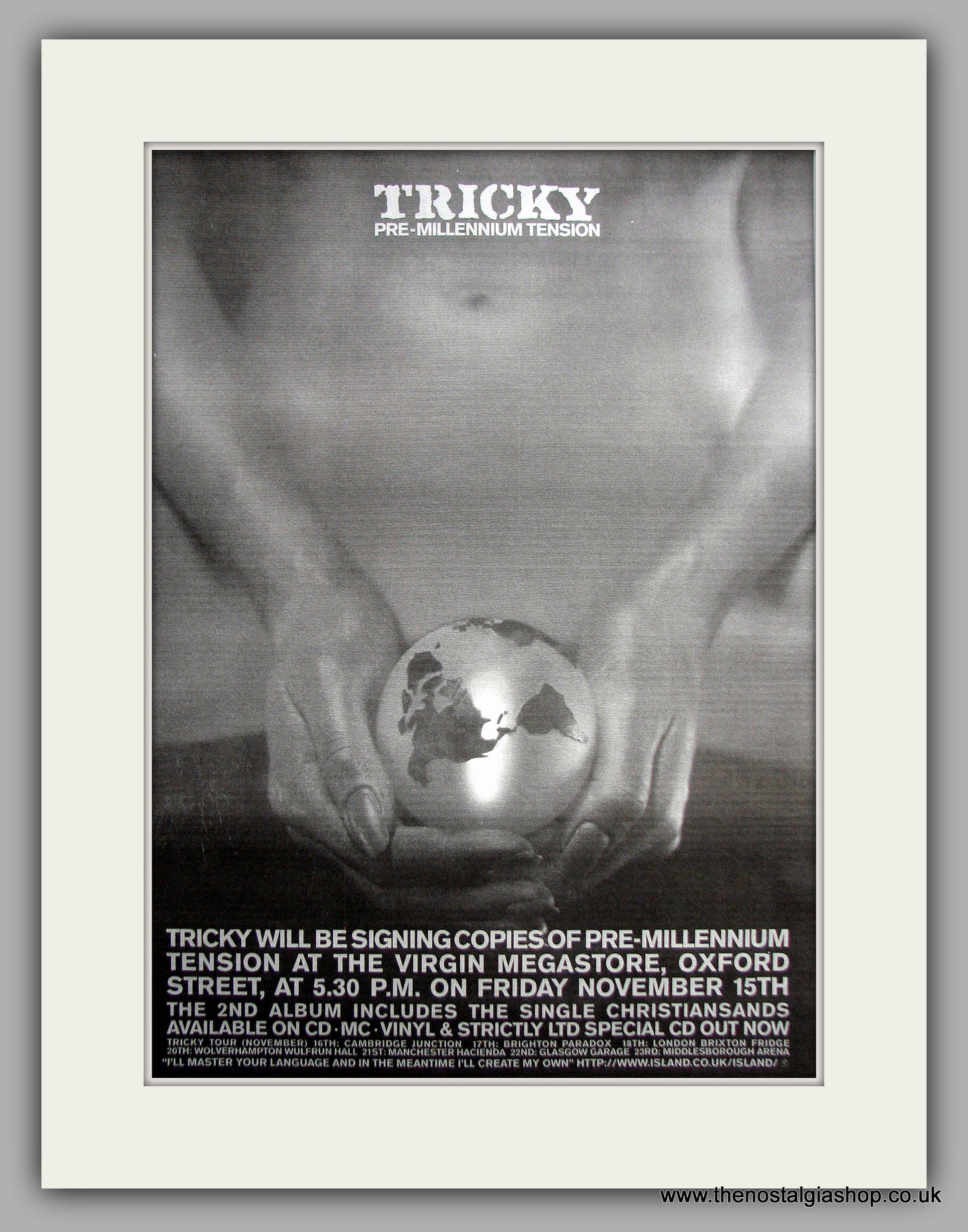 Tricky - Pre-Millennium Tension. Original Vintage Advert 1996 (ref AD11125)