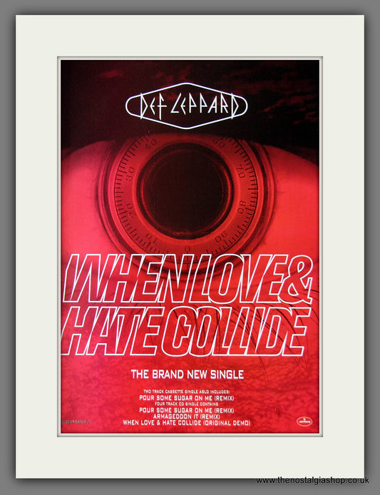 Def Leppard. When Love And Hate Collide. 1995 Original Advert (ref AD55622)