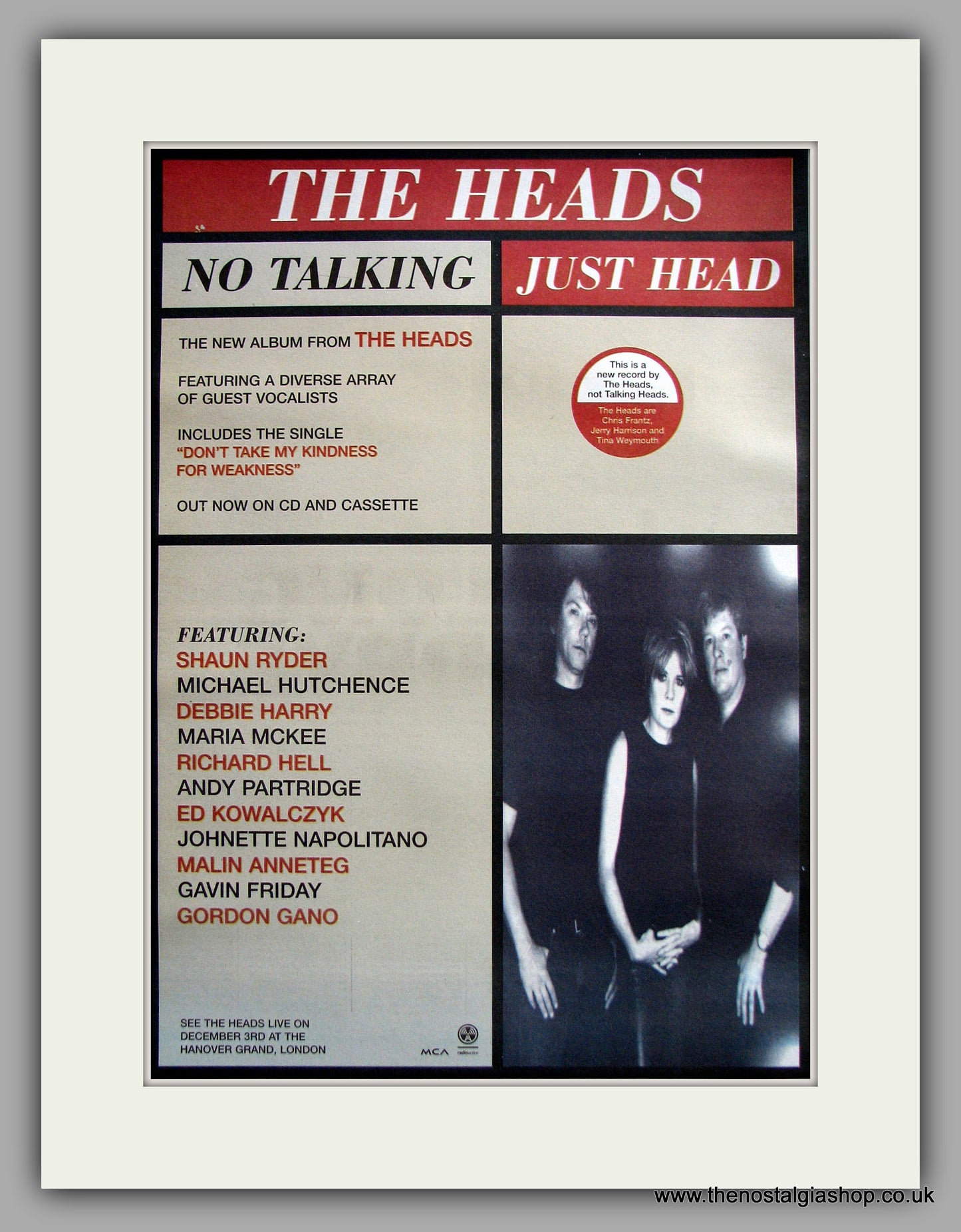 Heads (The) No Talking Just head. Original Vintage Advert 1996 (ref AD11135)
