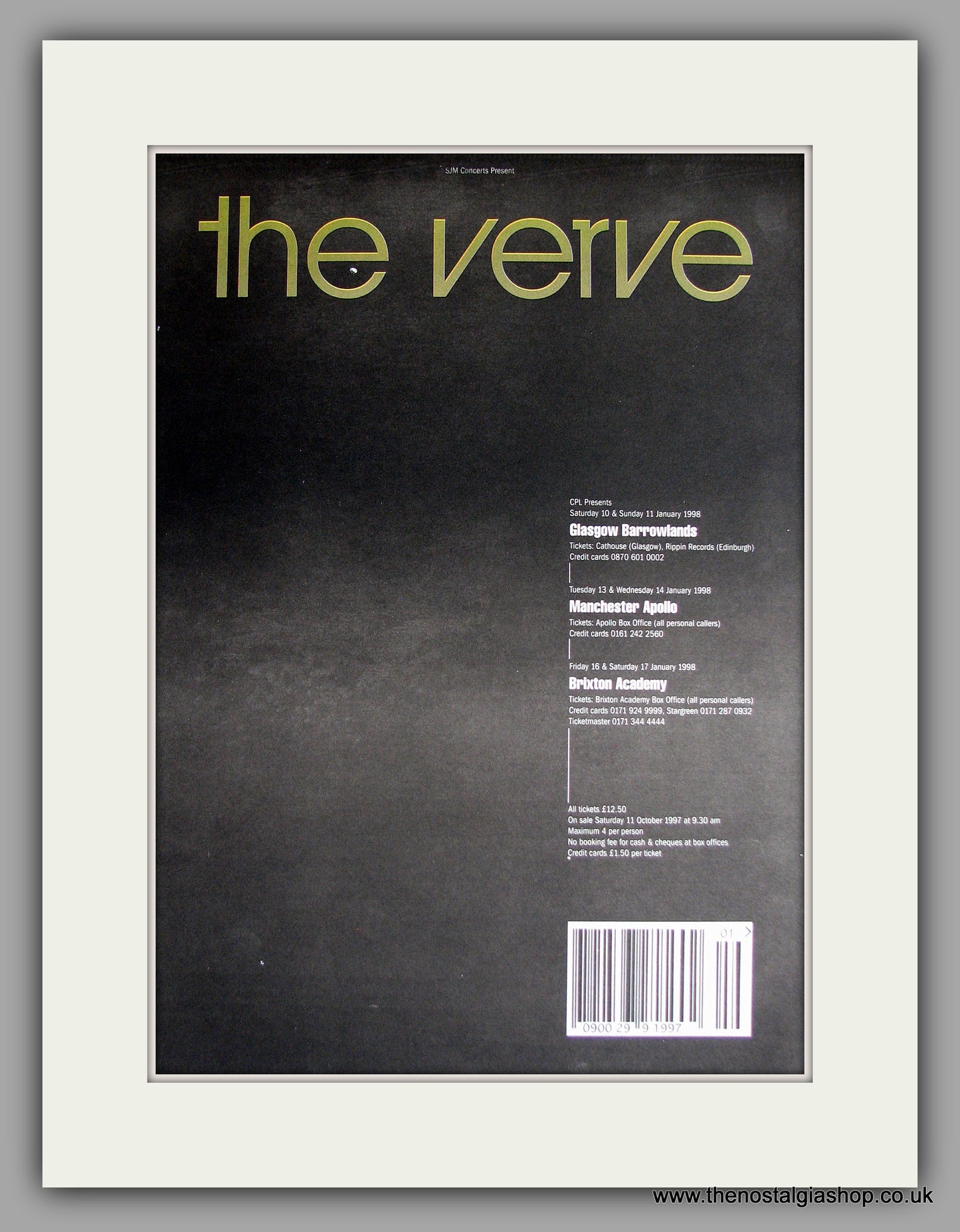 Verve (The) - Tour Dates. Original Vintage Advert 1998  (ref AD11161)