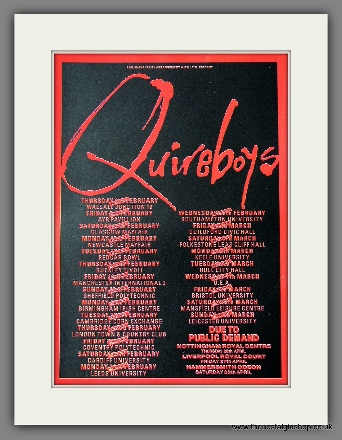 Quireboys. UK Tour. 1990 Original Advert (ref AD55640)