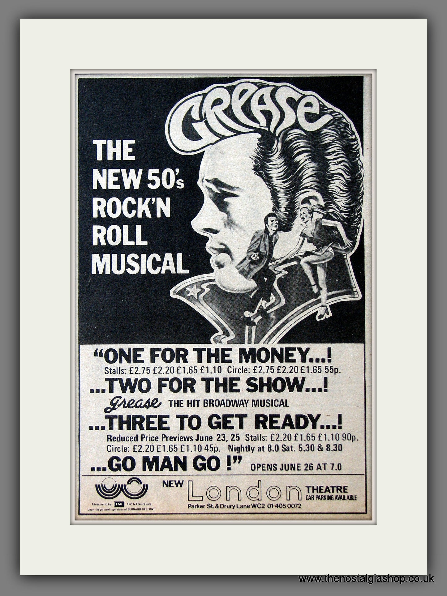 Grease. Rock 'N Roll Musical. Original Music Advert 1973 (ref AD55529)