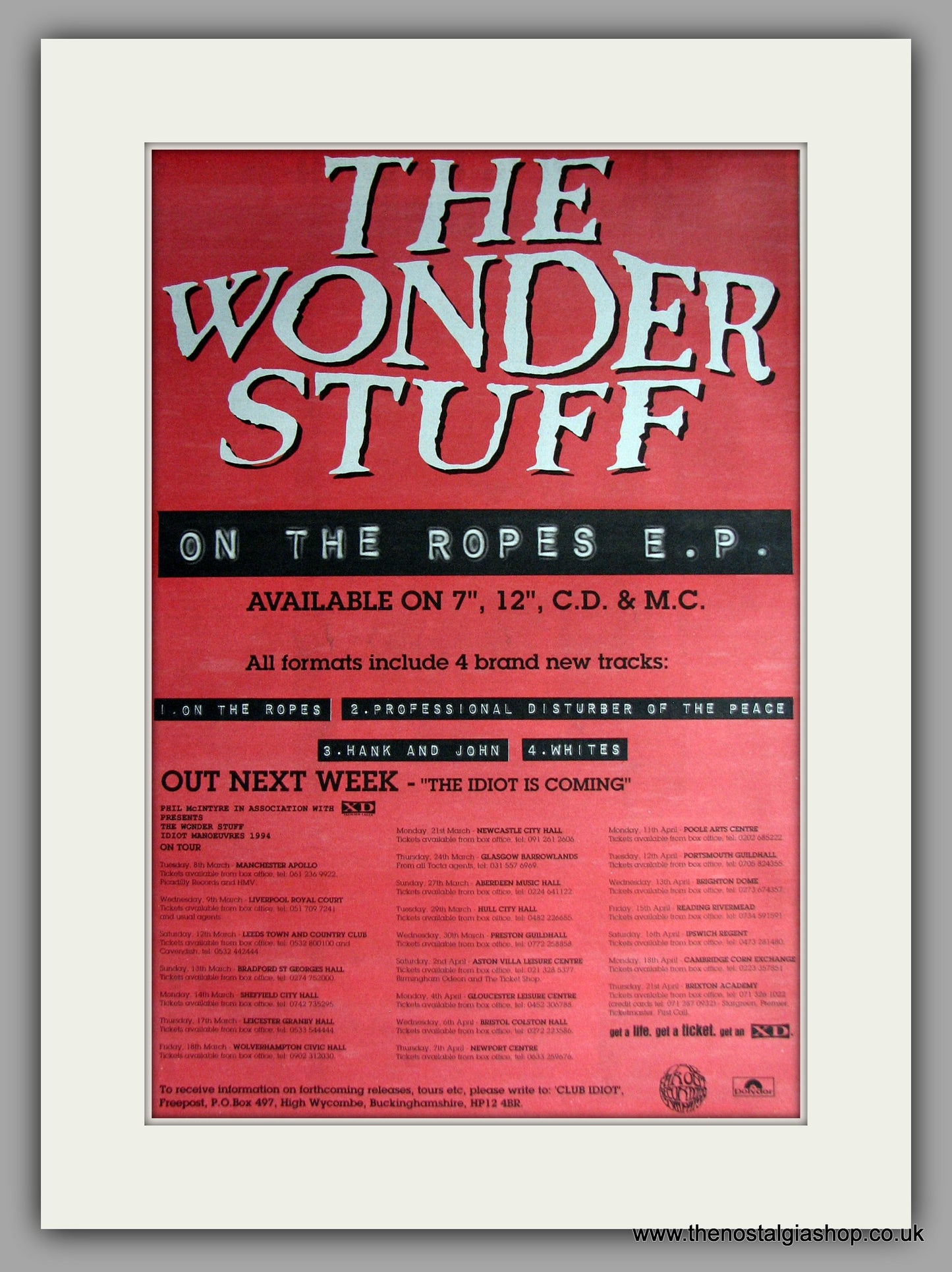 Wonder Stuff (The) - On The Ropes. Original Vintage Advert 1993  (ref AD11173)