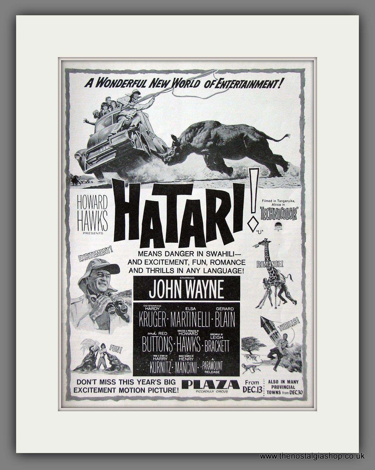 Hatari. John Wayne. Original Advert 1963 (ref AD55536)
