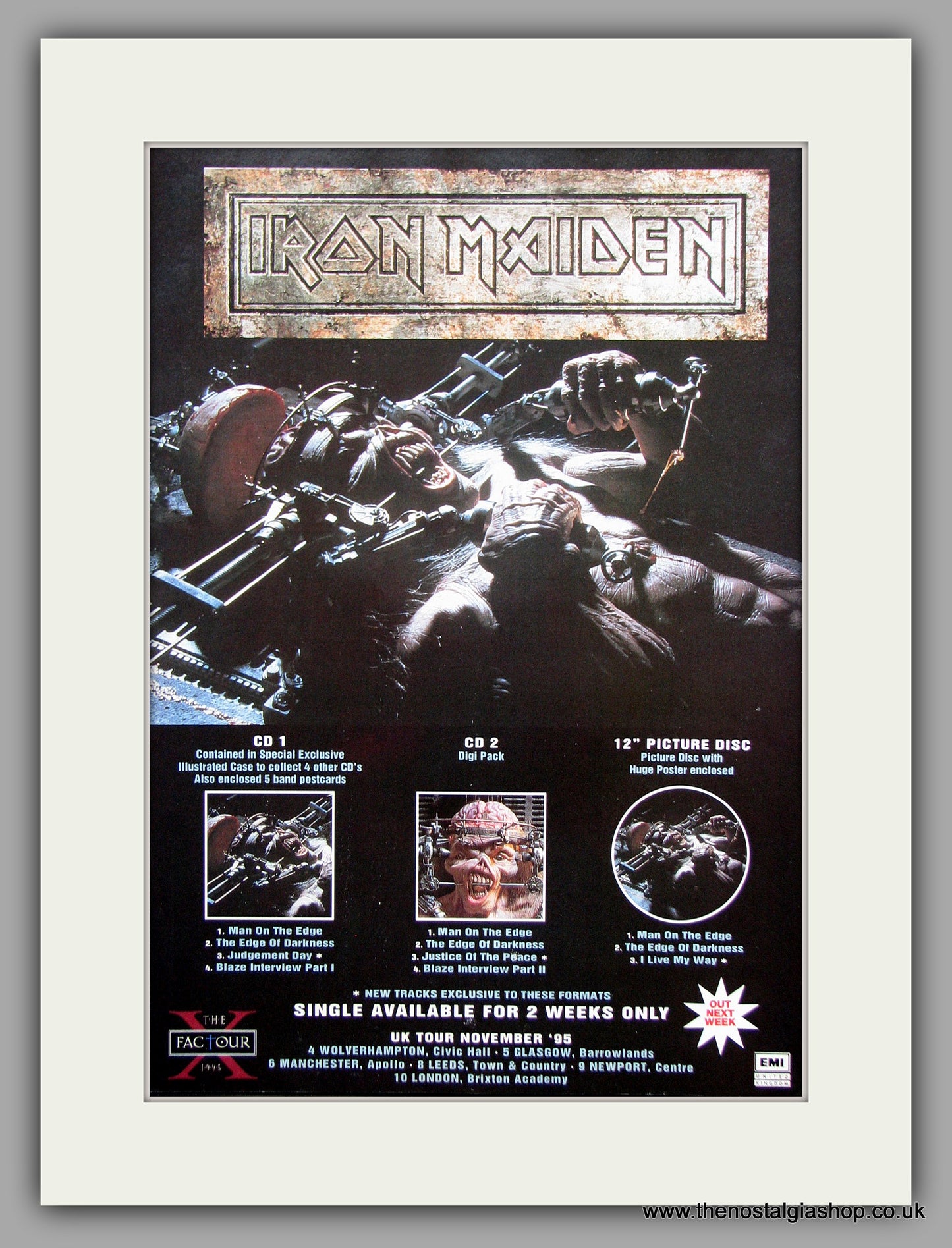 Iron Maiden. The X Factour. 1995 Original Advert (ref AD7951)