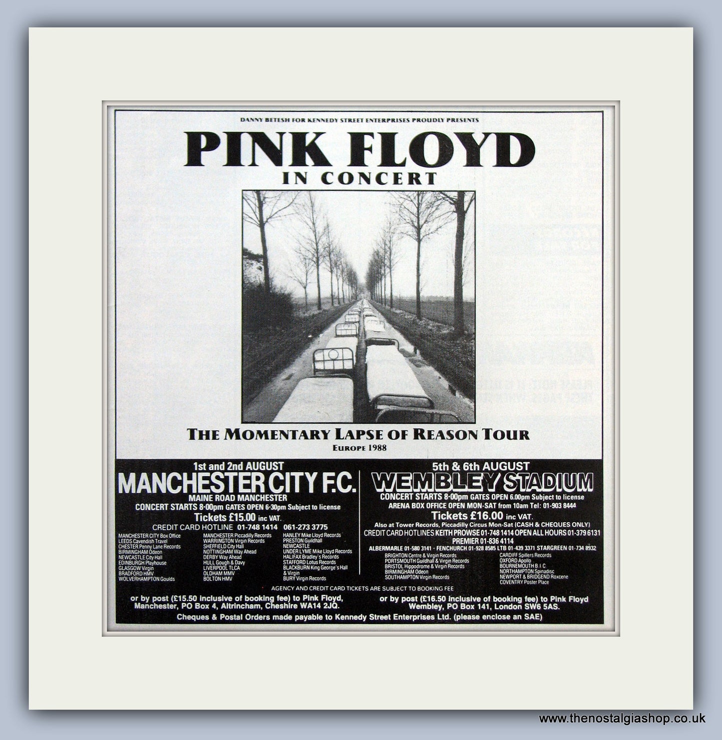 Pink Floyd. Momentary Lapse of Reason Tour 1988. Original Advert (ref AD7969)