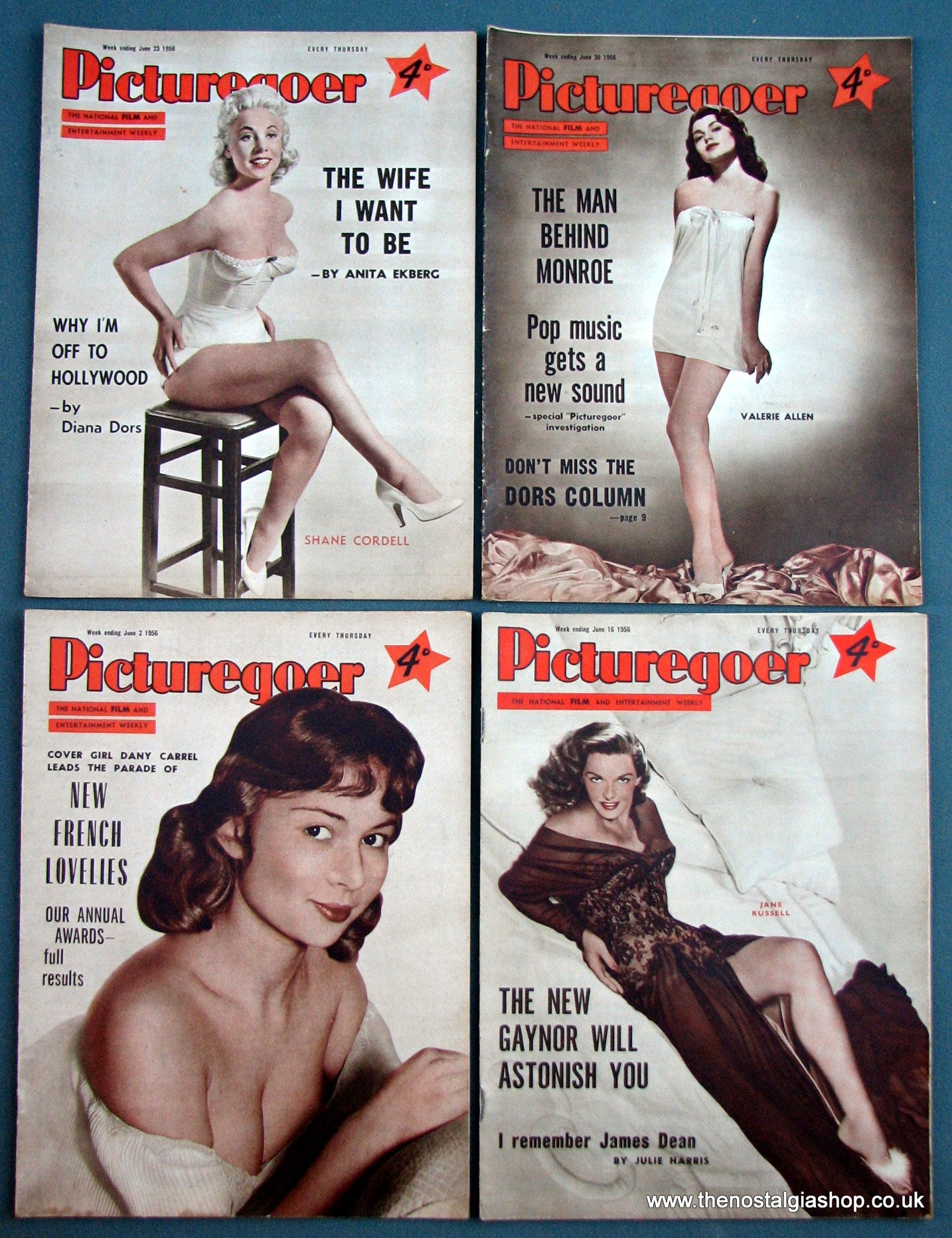 Picturegoer Magazine. Lot of 4 From 1956. (M151)