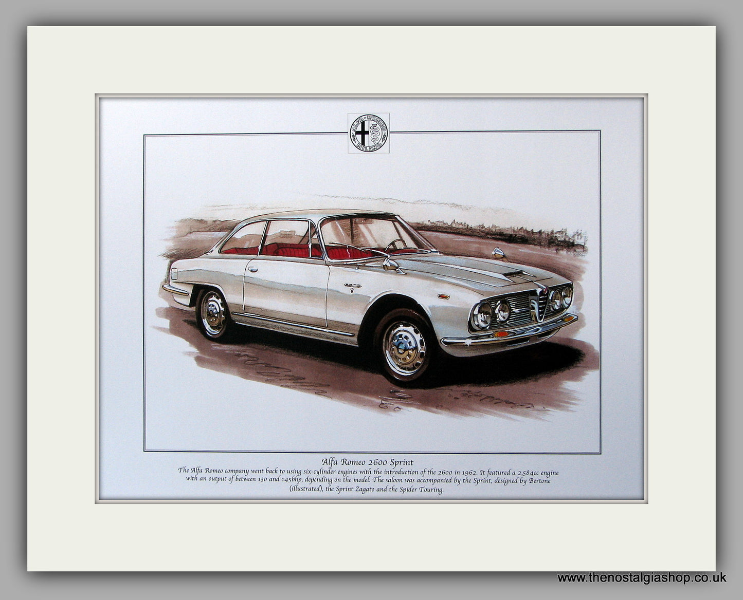 Alfa Romeo 2600 Sprint. Mounted Print (ref PR9)