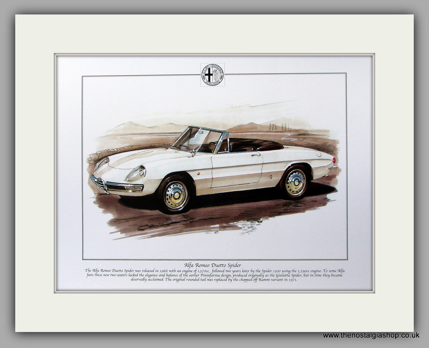 Alfa Romeo Duetto Spider. Mounted Print (ref PR10)