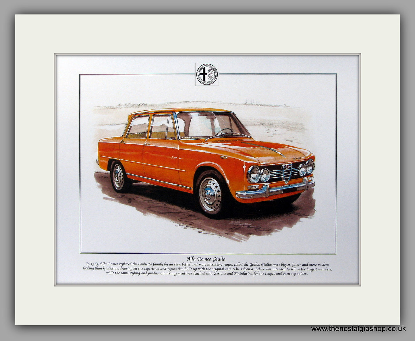 Alfa Romeo Giulia. Mounted Print (ref PR13)