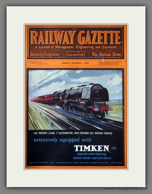Railway Gazette. Original Mounted Cover 1948 (ref AD55576)