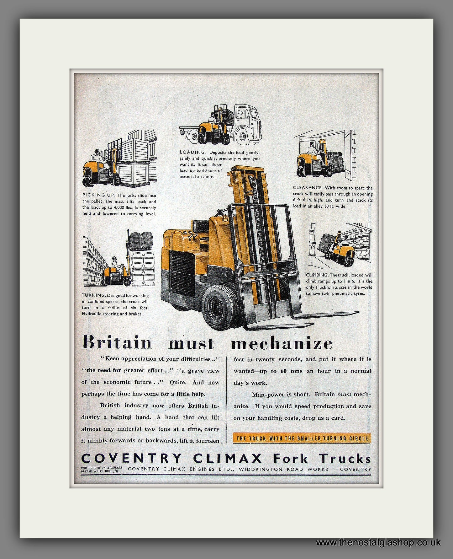 Coventry Climax Fork Trucks. Original Advert 1948 (ref AD55598)
