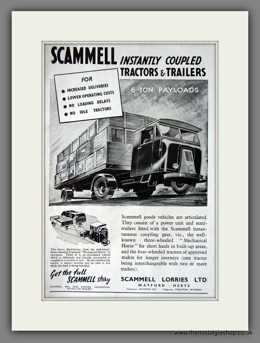 Scammel Lorries. Mechanical Horse. Original Advert 1948 (ref AD55585)