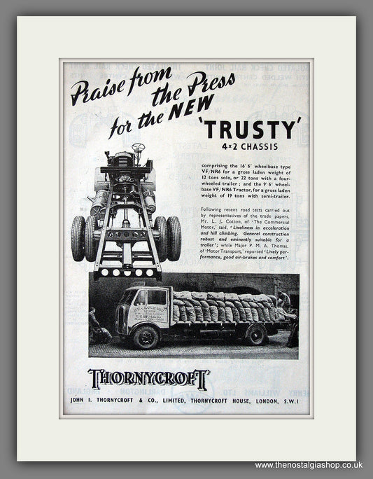 Thornycroft Trucks. Trusty. Original Advert 1948 (ref AD55600)
