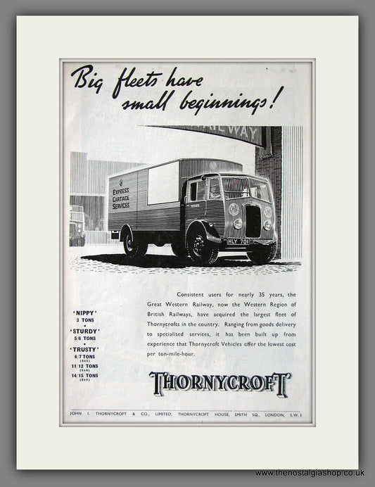 Thornycroft Trucks Range. Original Advert 1948 (ref AD55601)