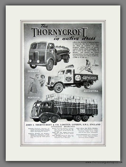 Thornycroft Trucks Overseas Range. Original Advert 1948 (ref AD55602)