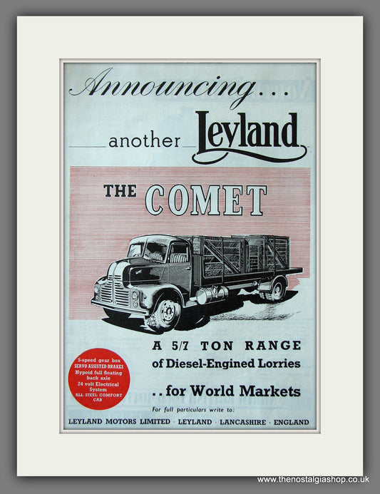 Leyland Comet Truck. Original Advert 1948 (ref AD55604)