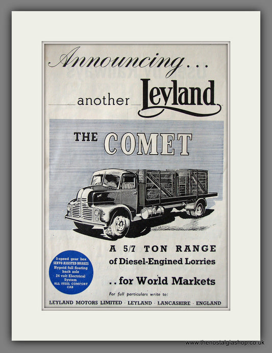 Leyland Comet Truck. Original Advert 1948 (ref AD55605)