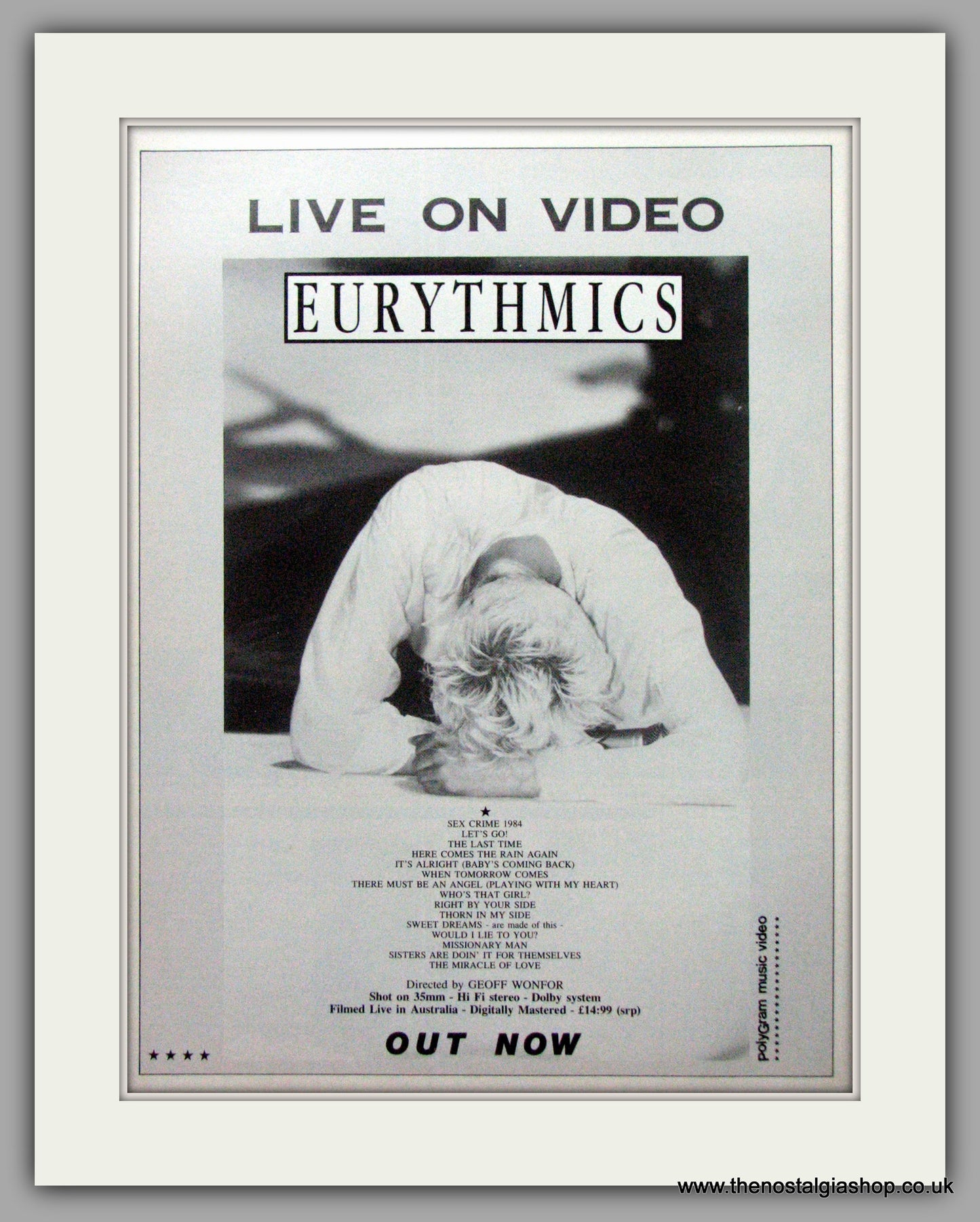 Eurythmics - Live on Video. Original Advert 1988 (ref AD50221)