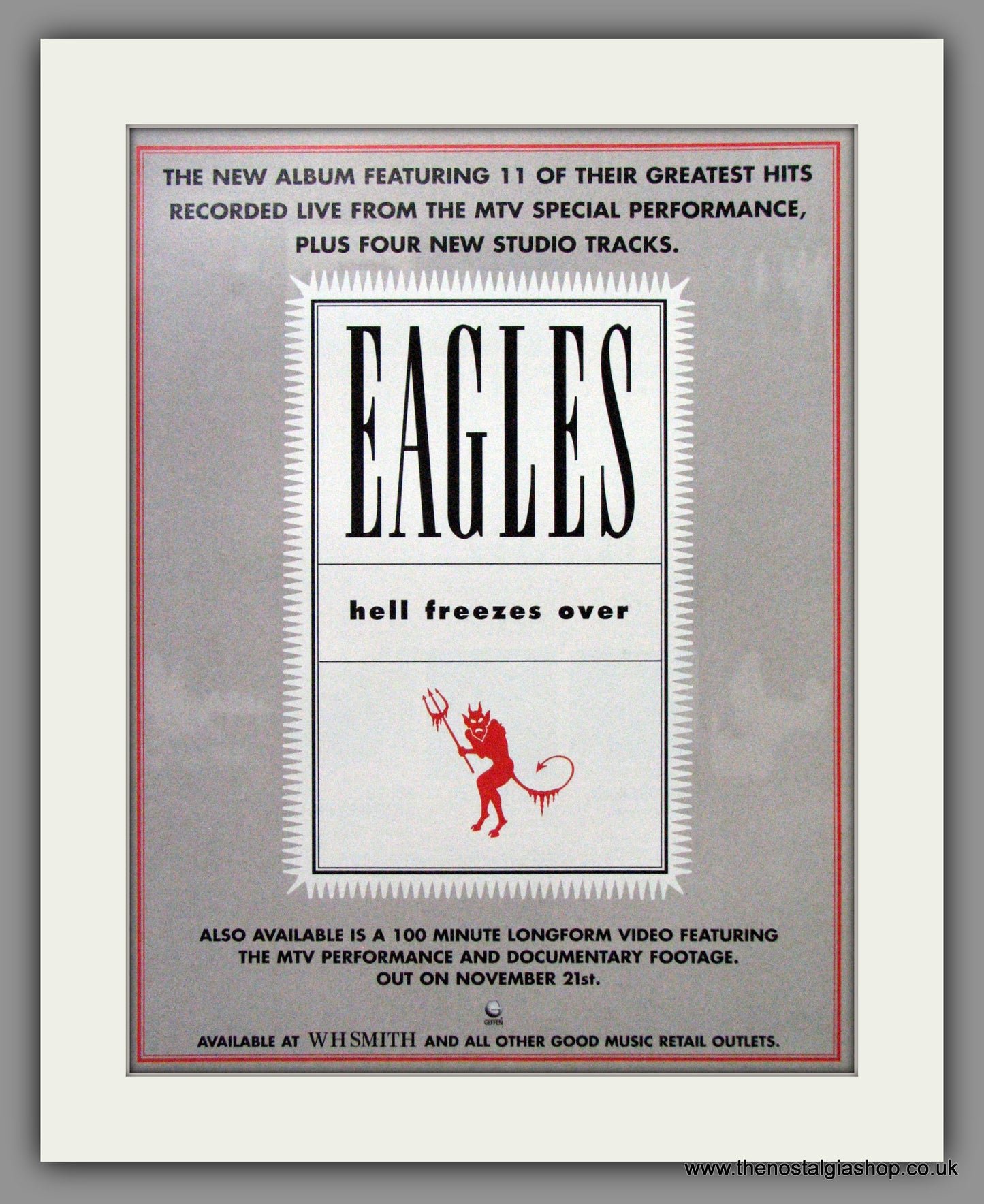 Eagles (The) Hell Freezes Over. Original Advert 1995 (ref AD56088)