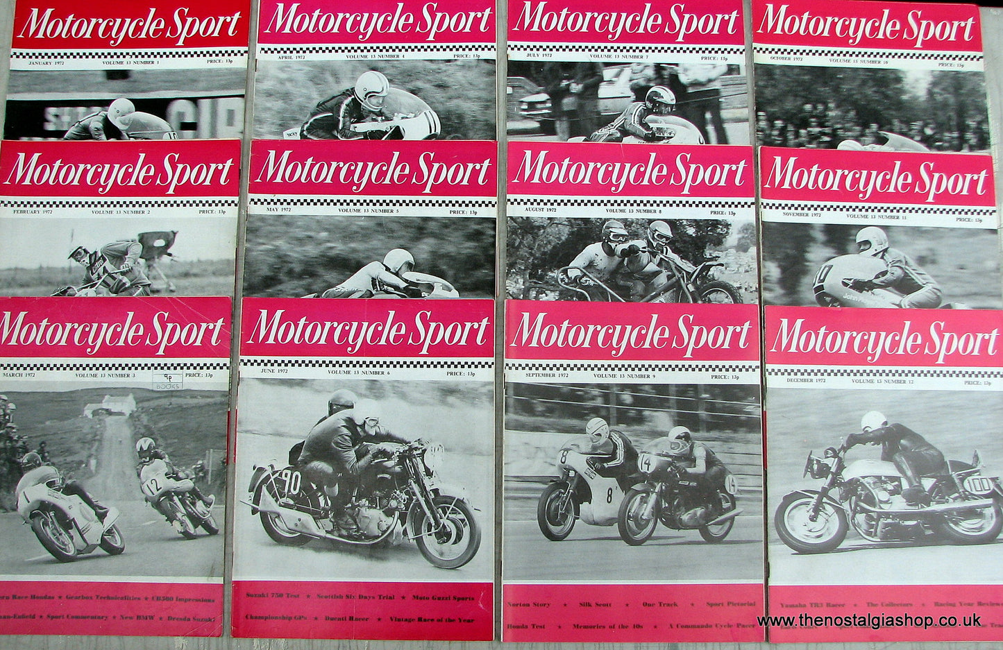 Motorcycle Sport Magazines 1972. Full year 12 issues. (M176)