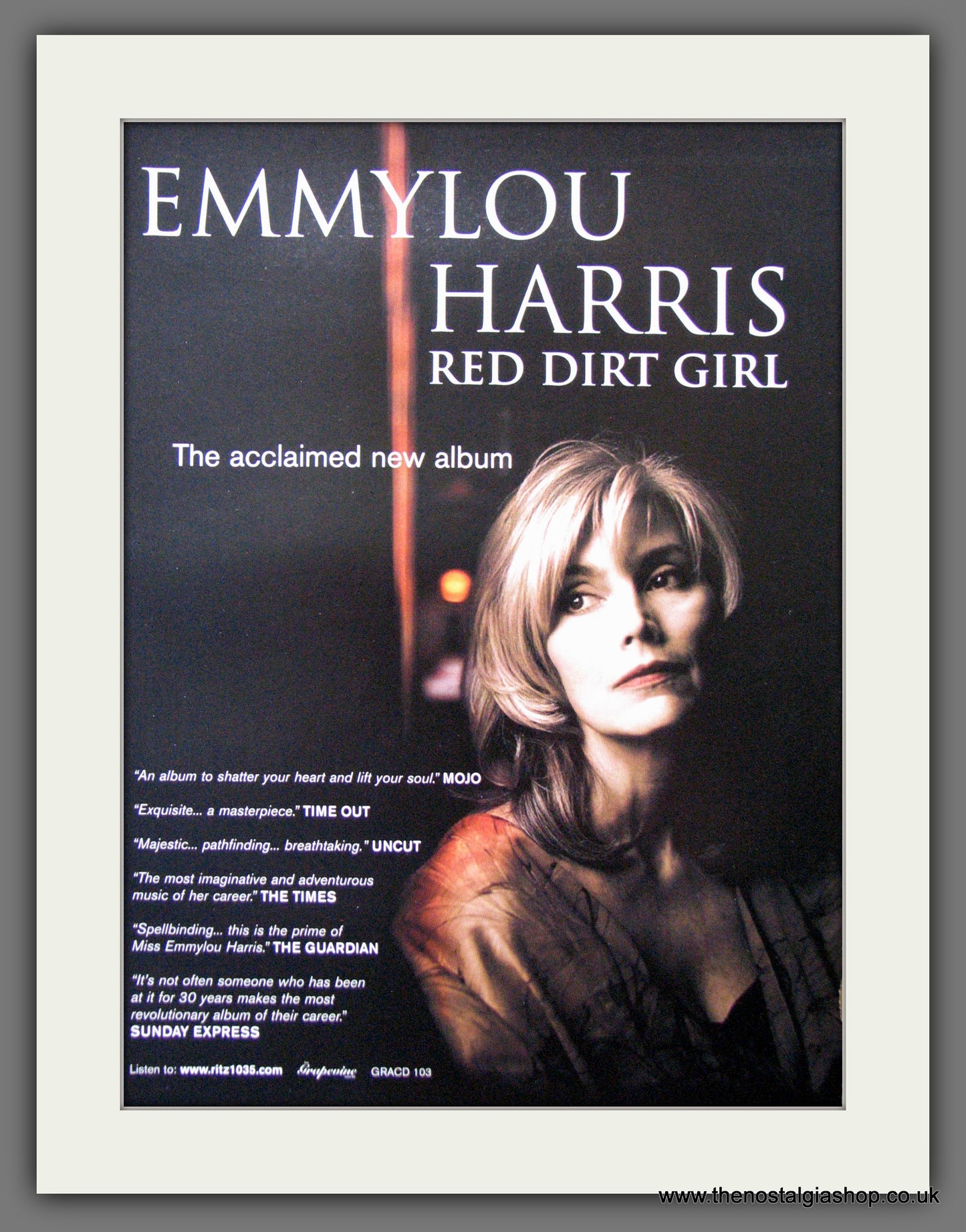 Emmylou Harris - Red Dirt Girl. Original Advert 2001 (ref AD50262)