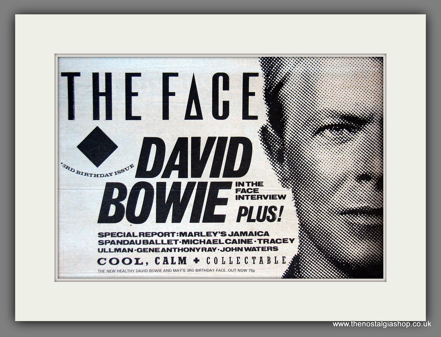 David Bowie. In The Face. Vintage Advert 1983 (ref AD55667)