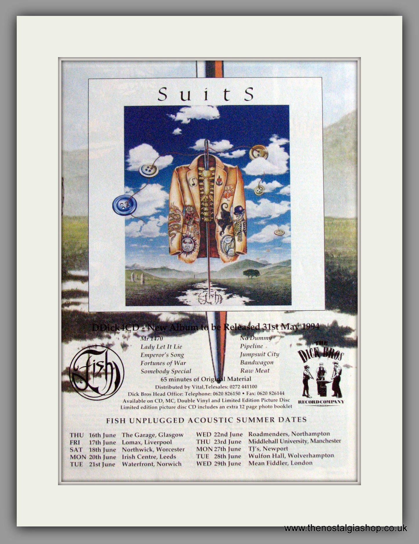 Fish - Suits With Acoustic Summer Dates. Original Advert 1994 (ref AD50279)